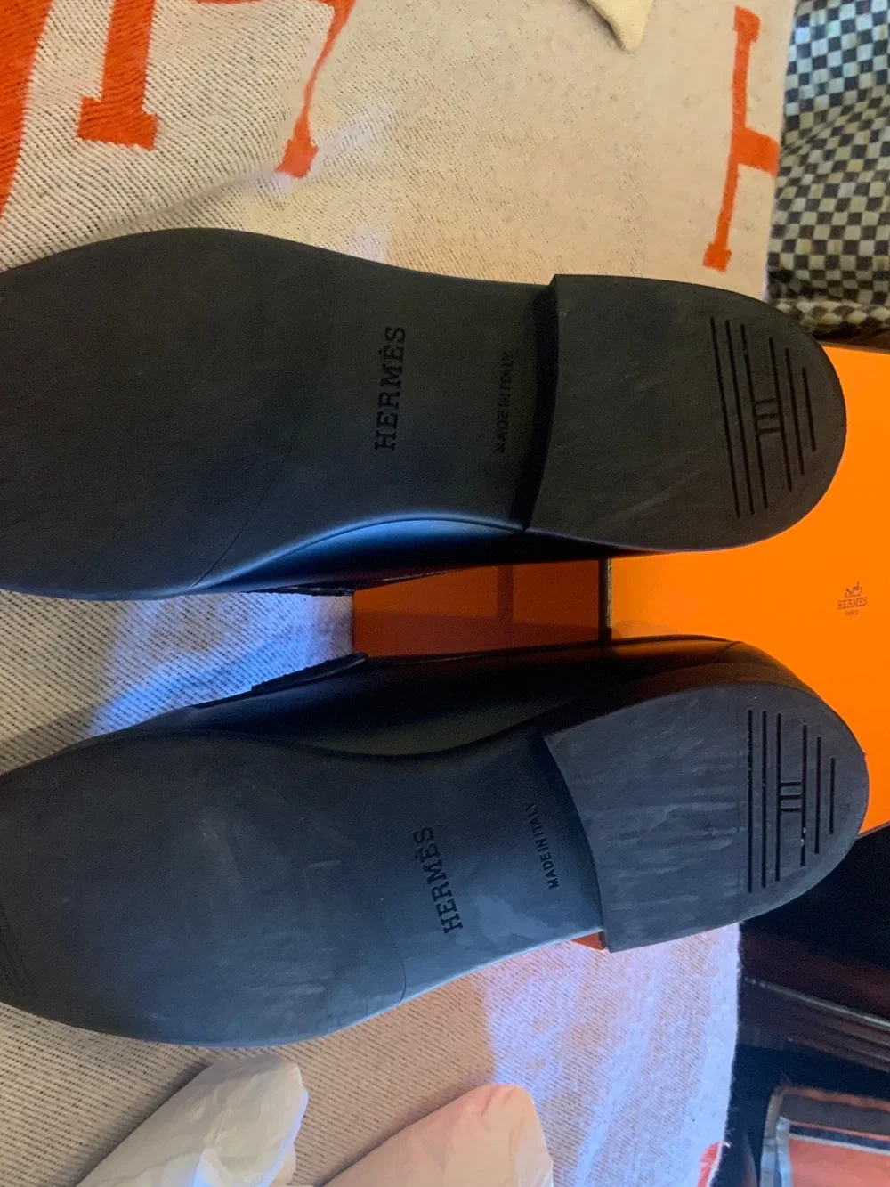 Hermes Black Leather Men's Luc Loafer